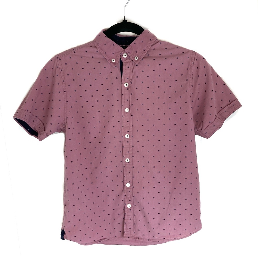 [LEVEL TEN] Button Down Short Sleeve Collared Polka Dot Print Shirt M 10 12